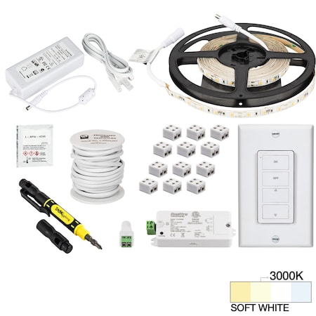 Task Lighting 16 Ft., 120 Lumens/Ft. 12V, Accent Output Uno Wireless Controller, Sgl-Wht, Soft. Wht 3000K L-RK1Z1A-16-30